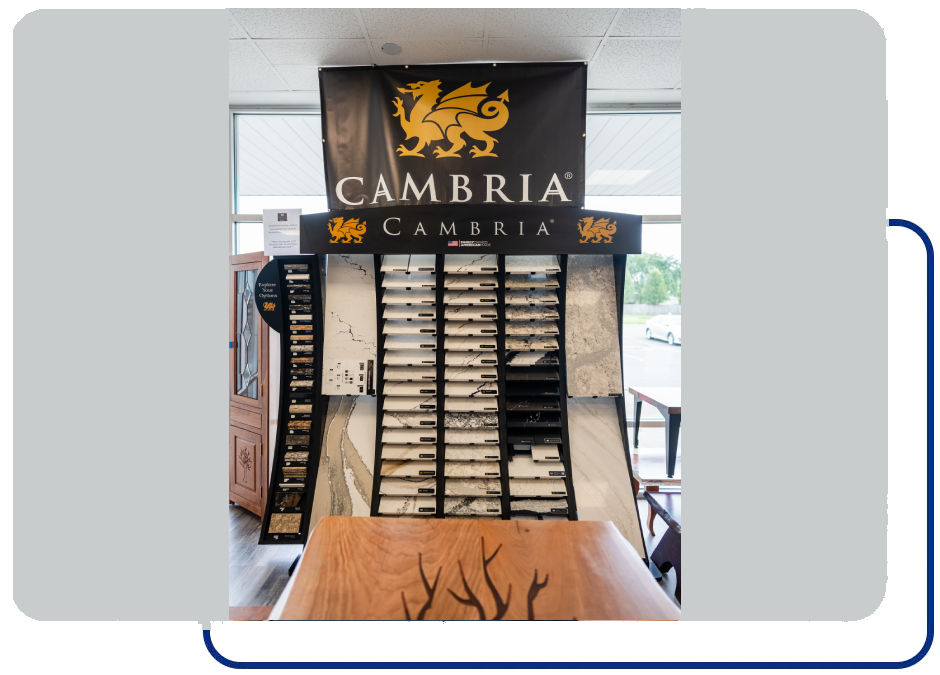 A display of cambria furniture in a store.